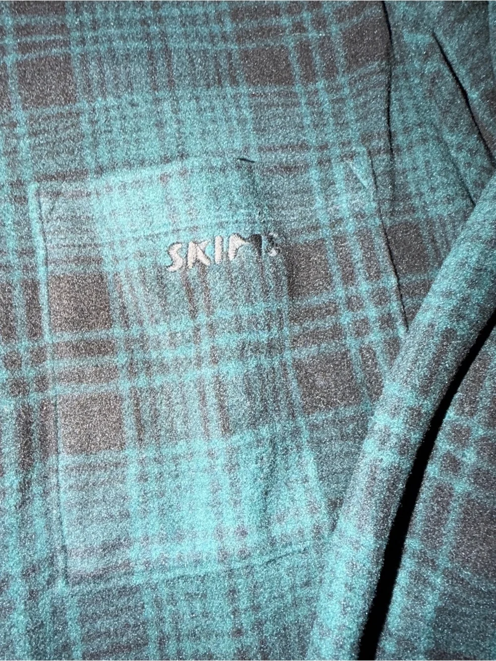 SKIMS Dark Green & Black Plaid Shirt Jacket
